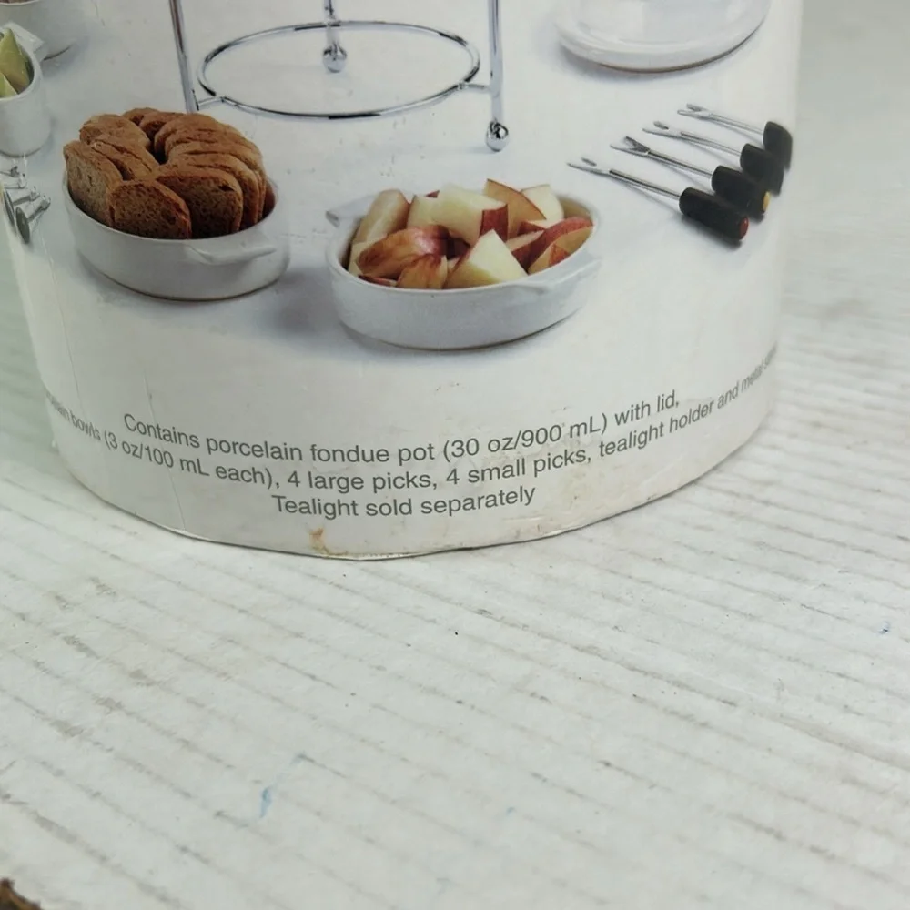 Pier 1 Imports White Stackable Fondue Set NIB